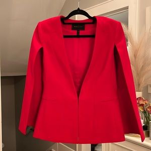 BCBG MAXAZRIA “Frances” Cape Blazer: Red/Burnt Poppy (Medium)